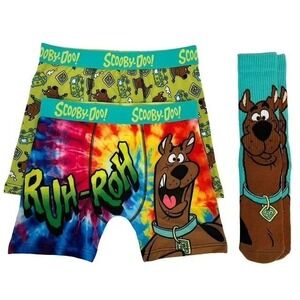 Scooby-Doo Mens 3pc Set 2 Pair Boxer Briefs 1 Pair Crew Socks Tie-Dye Medium NEW